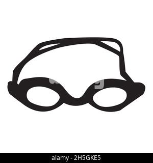Brillensymbol auf weißem Hintergrund. Schwimmbrille Zeichen. Brille Symbol. Flacher Stil. Stockfoto