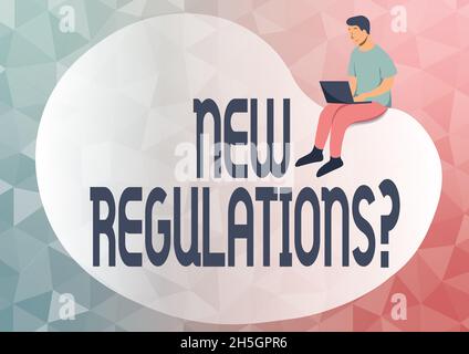 Text, der Inspiration zeigt Neue Regelungsfrage. Regeln für den Geschäftsansatz haben die Ordnungskontrolle der Regierung so geregelt, dass etwas getan wird Abstract Spreading Stockfoto
