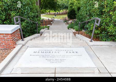 Clemson, SC - 17. September 2021: Memorial Park auf dem Campus der Clemson University Stockfoto