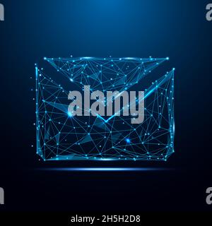 Geometrische Form futuristischer polygonaler Vektor von Message Icon in Form eines Sternenhimmels. Bestehend aus Punkten, Licht, Linien und Low-Poly-Formen Stock Vektor