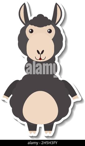 Mollige Schafe Tier Cartoon Aufkleber Illustration Stock Vektor