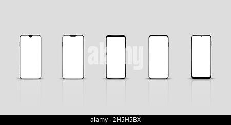 Realistische Smartphones mit weißen Bildschirm-Mockups Stock Vektor