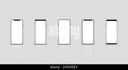 Realistische Smartphones mit weißen Bildschirm-Mockups Stock Vektor