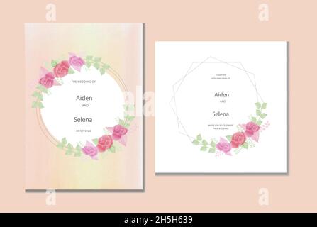 Aquarell natürlichen Kosmos Blume und verlassen Set-Design Stock Vektor