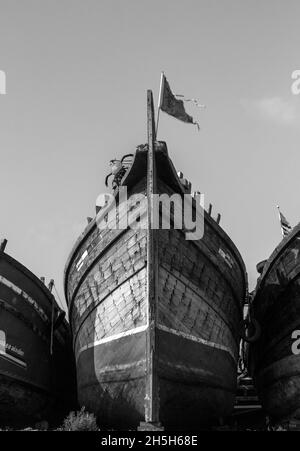 Bootsanlegestelle, Mangrol Port - Gujarat. Stockfoto