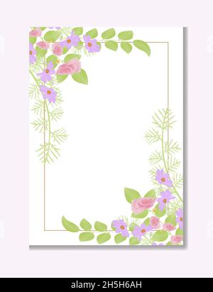 Aquarell natürlichen Kosmos Blume und verlassen Set-Design Stock Vektor