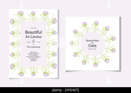 Aquarell natürlichen Kosmos Blume und verlassen Set-Design Stock Vektor
