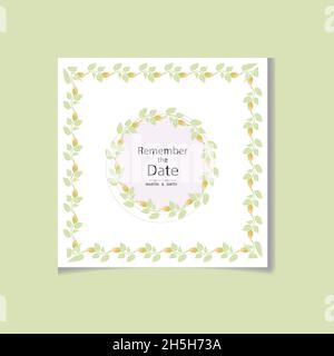 Aquarell natürlichen Kosmos Blume und verlassen Set-Design Stock Vektor