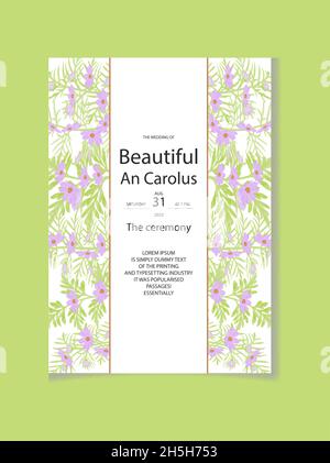 Aquarell natürlichen Kosmos Blume und verlassen Set-Design Stock Vektor