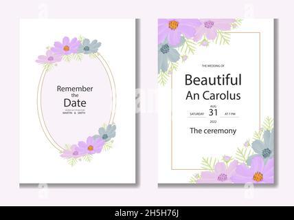 Aquarell natürlichen Kosmos Blume und verlassen Set-Design Stock Vektor