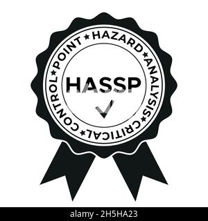 HACCP-Stempel. Symbol für Gefahrenanalyse kritische Kontrollpunkte. Vektorlogo-Vorlage Stock Vektor