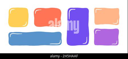 Handgezeichnetes minimalistisches Zitat Posterset. Angebotsrahmen leer Vorlagensatz. Isoliertes Textfeld. Farbe leere Sprechblasen. Vektorgrafik auf Weiß Stock Vektor