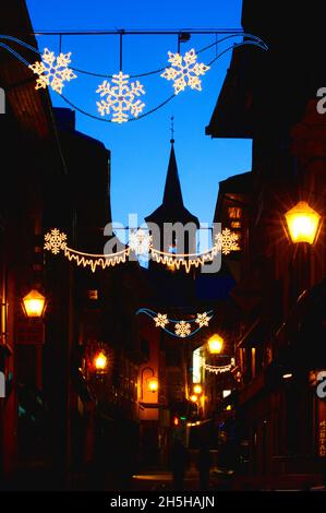 FRANKREICH, SAVOYEN ( 73 ), BOURG SAINT MAURICE, WEIHNACHTSFEST Stockfoto