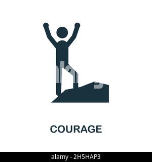 Courage-Symbol. Monochromes einfaches Element aus der Kernwertsammlung. Kreatives Courage-Symbol für Webdesign, Vorlagen, Infografiken und mehr Stock Vektor