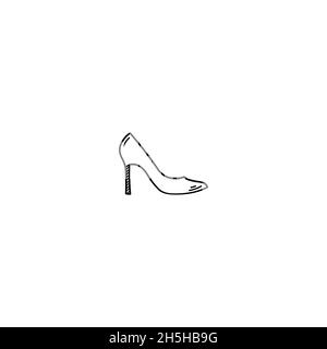 Handgezeichnete Frauen Absatz Schuh Doodle Illustration Symbol. Umreiß handgezeichnete Frauen Absatz Schuh Vektor-Symbole Illustrationen isoliert auf weißem Hintergrund. Stock Vektor