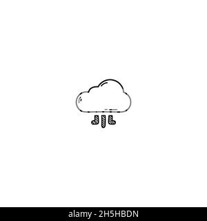 Handgezeichnetes Symbol für Wolkendoodle. Umreißt handgezeichnete Illustrationen von Wolkenvektoren auf weißem Hintergrund. Stock Vektor