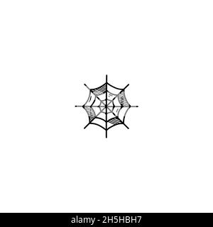 Handgezeichnetes Spider House-Doodle-Symbol. Umreißen Sie handgezeichnete Vektorgrafik Spider House auf weißem Hintergrund. Stock Vektor