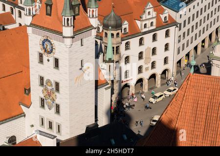 22. Mai 2019 München, Deutschland - Altes Rathaus und Alter Hof ehemalige kaiserliche Residenz Ludwigs IV Antenne Stockfoto