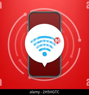 Keine Internetverbindung auf dem Smartphone gefunden. Wireless-Verbindung Unterbrochen. Kein WiFi. Vektorgrafik. Stock Vektor