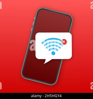 Keine Internetverbindung auf dem Smartphone gefunden. Wireless-Verbindung Unterbrochen. Kein WiFi. Vektorgrafik. Stock Vektor