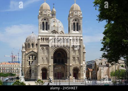 Kathedrale von Marseille, Marseille, Kathedrale de la Major, Kathedrale Sainte-Marie-Majeure de Marseille, Frankreich Stockfoto