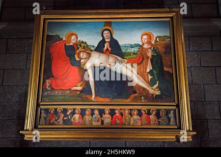 Pieta des Penitents Blancs, Francois Brea 1530/35, Kathedrale Notre-Dame-Immaculee, Monaco-Ville, Monaco, Cote d’Azur Stockfoto