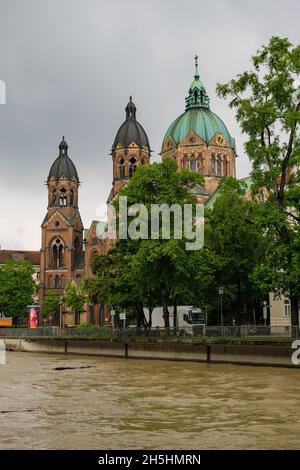 22. Mai 2019 München, Deutschland - die Evangelische Kirche Kirchengemeinde St. Lukas, die größte evangelische Kirche in München Stockfoto