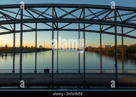 Detail, Alte Harburger Elbbrücke, Süderelbbrücke, Stahlbogenbrücke, Wilhelmsburg, Hamburg, Deutschland Stockfoto