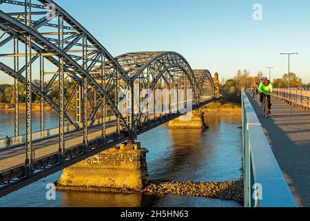 Außenansicht, Alte Harburger Elbbrücke, Süderelbbrücke, Radfahrer, Harburg, Hamburg, Deutschland Stockfoto