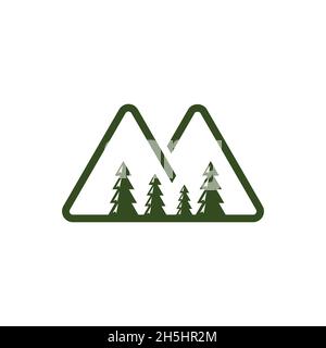 vektordesign. Logo aus abstraktem Berg mit dem Baum. Stock Vektor