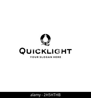 Flaches Buchstabenzeichen mit anfänglichem Q ICKLIGHT-Logo Stock Vektor