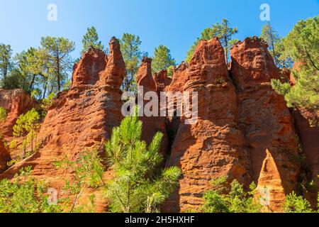 Sentier des ocres, Roussillon, Vaucluse, Provence, Frankreich Stockfoto