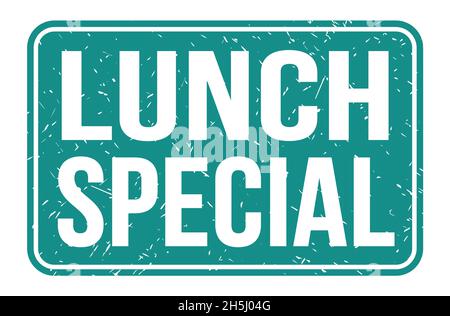 LUNCH-SPECIAL, Worte auf blauem Rechteck-Stempelschild geschrieben Stockfoto