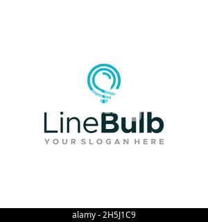 Minimalistisches LineBulb Linie Kunst Lampe Logo Design Stock Vektor