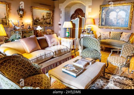 Innenraum des Canaletto-Zimmers im Arundel Castle, West Sussex, Großbritannien Stockfoto