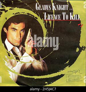 Vintage Single Record Cover - License to Kill - Lizenz zum Töten - James Bond Soundtrack - Gladys Knight - D - 1989 02 Stockfoto