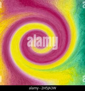 Spiralfarbe rot grün gelb Aquarellhintergrund, in einem Kreis in einer Spirale, isoliert, weißer Hintergrund gewirbelt. Vektor Stock Vektor