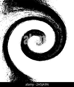 Spiralförmige schwarze Farbe Aquarell Hintergrund, in einem Kreis in einer Spirale, isoliert, weißen Hintergrund gewirbelt. Vektorgrafik Stock Vektor