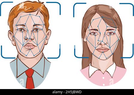 Gesichtserkennung - biometrische Sicherheitssystem Stock Vektor