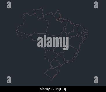 Infografiken Brasilien Kartenumriss, flaches Design, Farbe blau blank Stockfoto