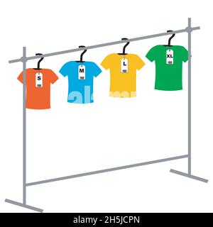 Kleiderbügel mit Tags und T-shirts Stock Vektor