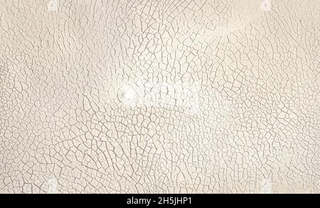 Getrocknete Oberfläche des Sees. Luftaufnahme von getrocknetem Ton mit Rissen, flache Ansicht direkt darüber Stockfoto