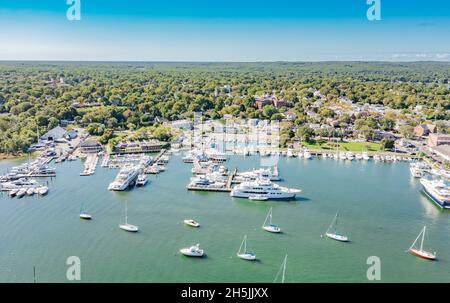 Luftaufnahme von Sag Harbor, NY Stockfoto