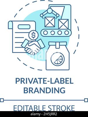 Blaues Konzept-Symbol für Eigenmarken-Branding Stock Vektor