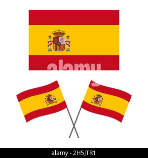 Gewellte spanische Flagge. Flagge Spaniens. Vektorgrafik Stock Vektor