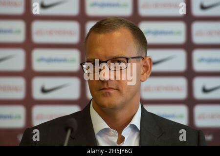 Der Eigentümer von Sparta Praha, Kretinsky, ist Miteigentümer des britischen Fußballvereins West Ham United. Seine Aktien aus den 1890er Jahren kauften 27 Prozent seiner Aktien, Novembe Stockfoto