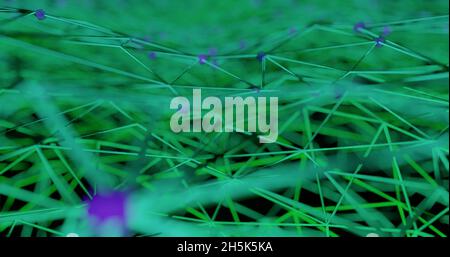 Grün leuchtende Makroansicht für molekulare Zellen 3d-Illustration Stockfoto