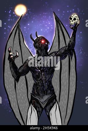 Abbildung des mothman-Monsters Stockfoto