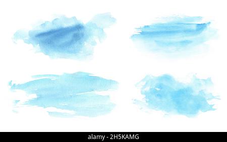 Aquarell abstrakter Hintergrund. Handbemalte Textur in türkisblauen Farben. Bunte Wäsche mit Spritzern für Text, Beschriftung, Karten. Winterurlaub Stockfoto