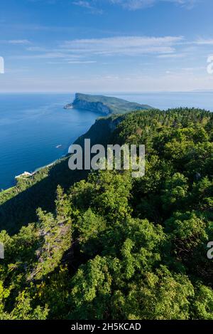 Forillon National Park, Blick vom Mont Saint-Alban auf der Gaspe Peninsula; Quebec, Kanada Stockfoto